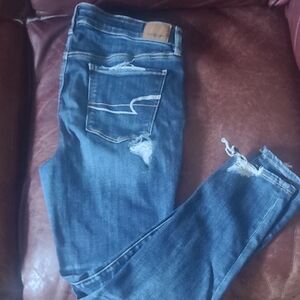 American Eagle Outfitters High Rise Distressed Blue Jeans